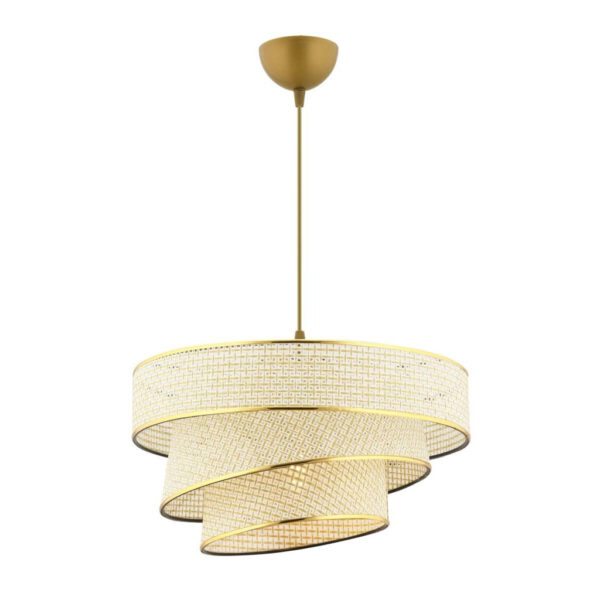 8684283466344 Opviq Pendelleuchte Couper
gold creme Metall Baumwolle B/H/L: ca. 40x72x40 cm E27 1 Brennstellen
