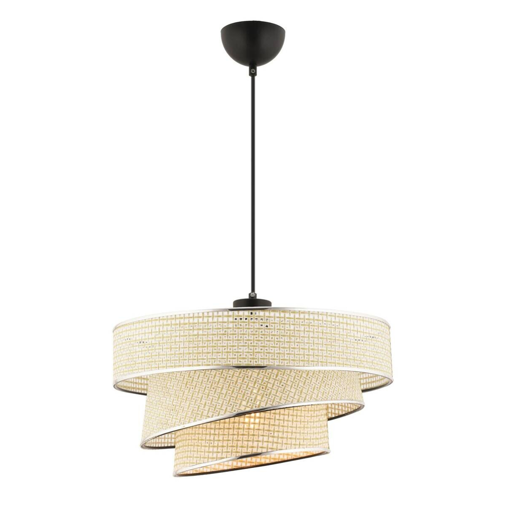 Opviq Pendelleuchte Couper
creme silber Baumwolle Metall B/H/L: ca. 40x72x40 cm E27 1 Brennstellen