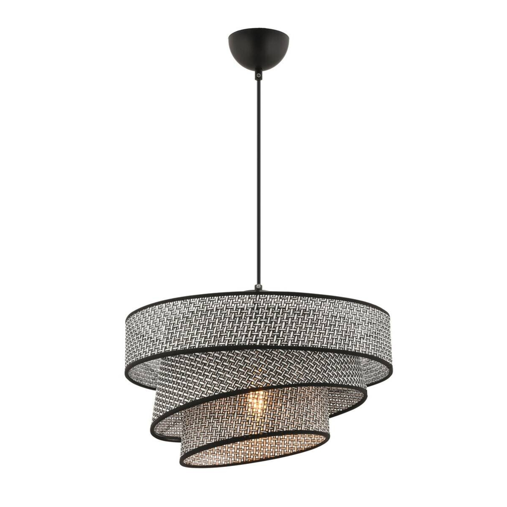 Opviq Pendelleuchte Couper
grau schwarz Baumwolle Metall B/H/L: ca. 40x72x40 cm E27 1 Brennstellen