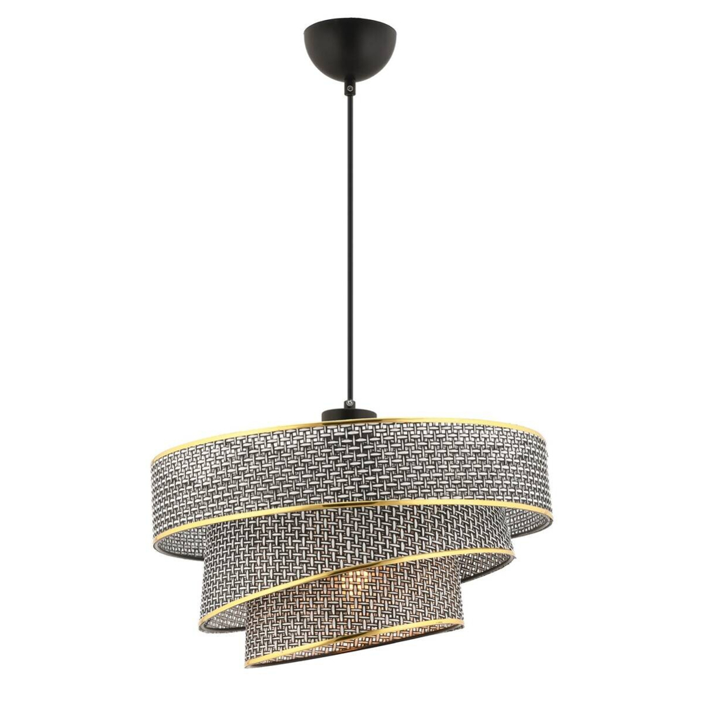 Opviq Pendelleuchte Couper
grau gold Baumwolle Metall B/H/L: ca. 40x72x40 cm E27 1 Brennstellen