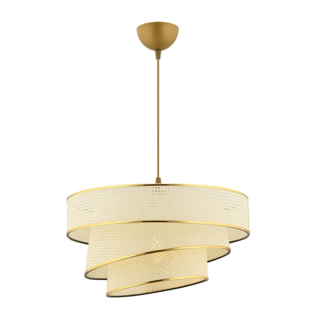 Opviq Pendelleuchte Couper
gold weiß Baumwolle Metall B/H/L: ca. 40x72x40 cm E27 1 Brennstellen