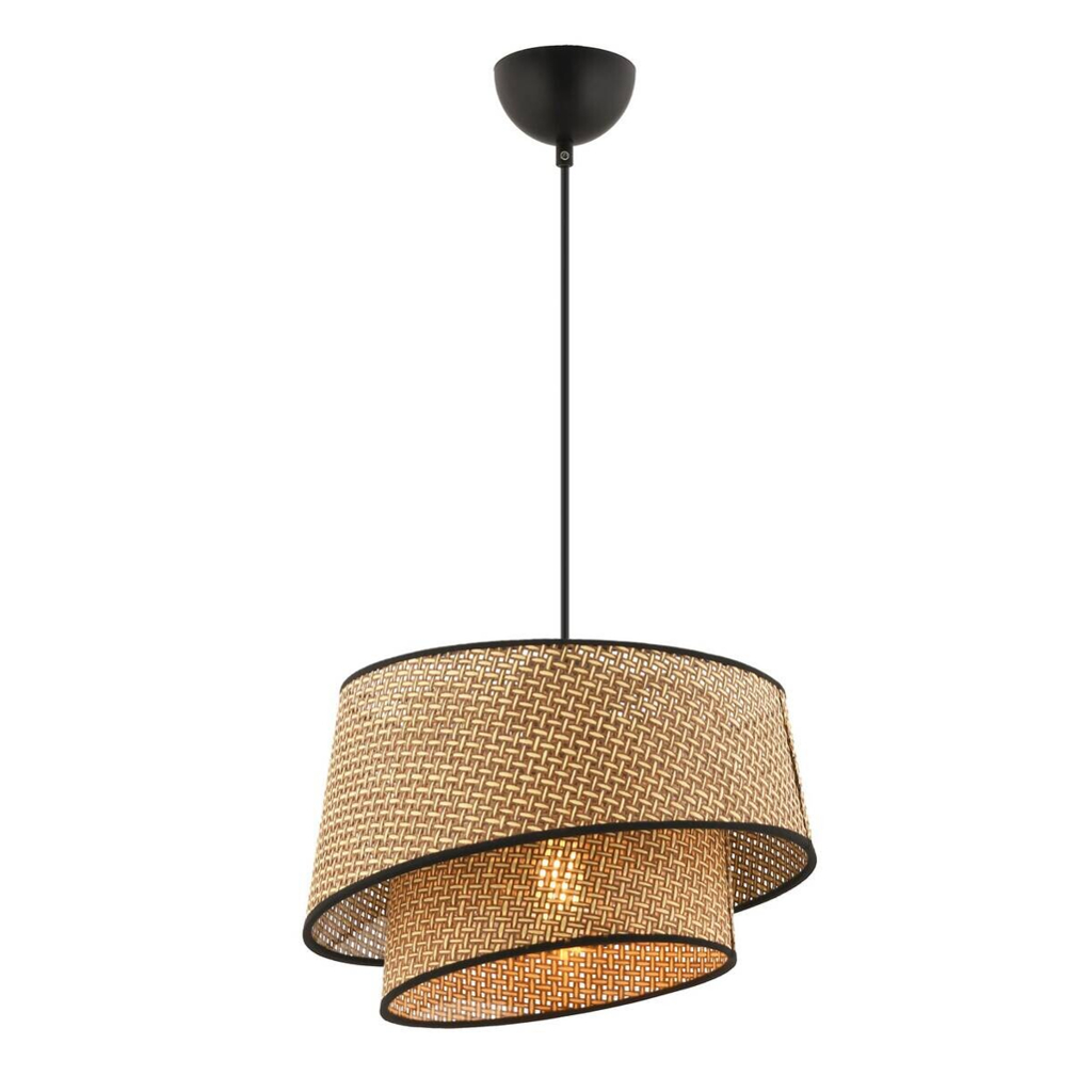 Opviq Pendelleuchte Barette
schwarz beige Stoff Metall B/H/L: ca. 32x65x32 cm E27 1 Brennstellen