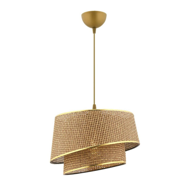 8684283466955 Opviq Pendelleuchte Barette
gold beige Metall Stoff B/H/L: ca. 32x65x32 cm E27 1 Brennstellen
