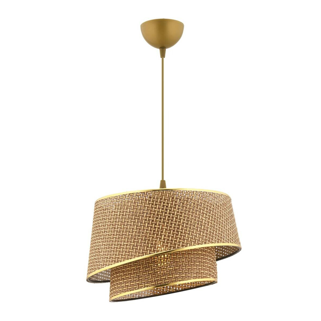 Opviq Pendelleuchte Barette
gold beige Metall Stoff B/H/L: ca. 32x65x32 cm E27 1 Brennstellen
