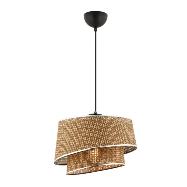 8684283466962 Opviq Pendelleuchte Barette
beige silber Stoff Metall B/H/L: ca. 32x65x32 cm E27 1 Brennstellen