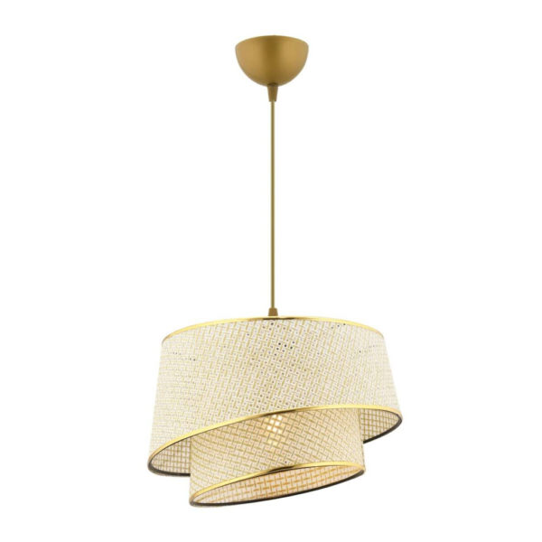 Opviq Pendelleuchte Barette
gold creme Stoff Metall B/H/L: ca. 32x65x32 cm E27 1 Brennstellen