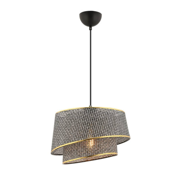 8684283467037 Opviq Pendelleuchte Barette
gold grau Stoff Metall B/H/L: ca. 32x65x32 cm E27 1 Brennstellen