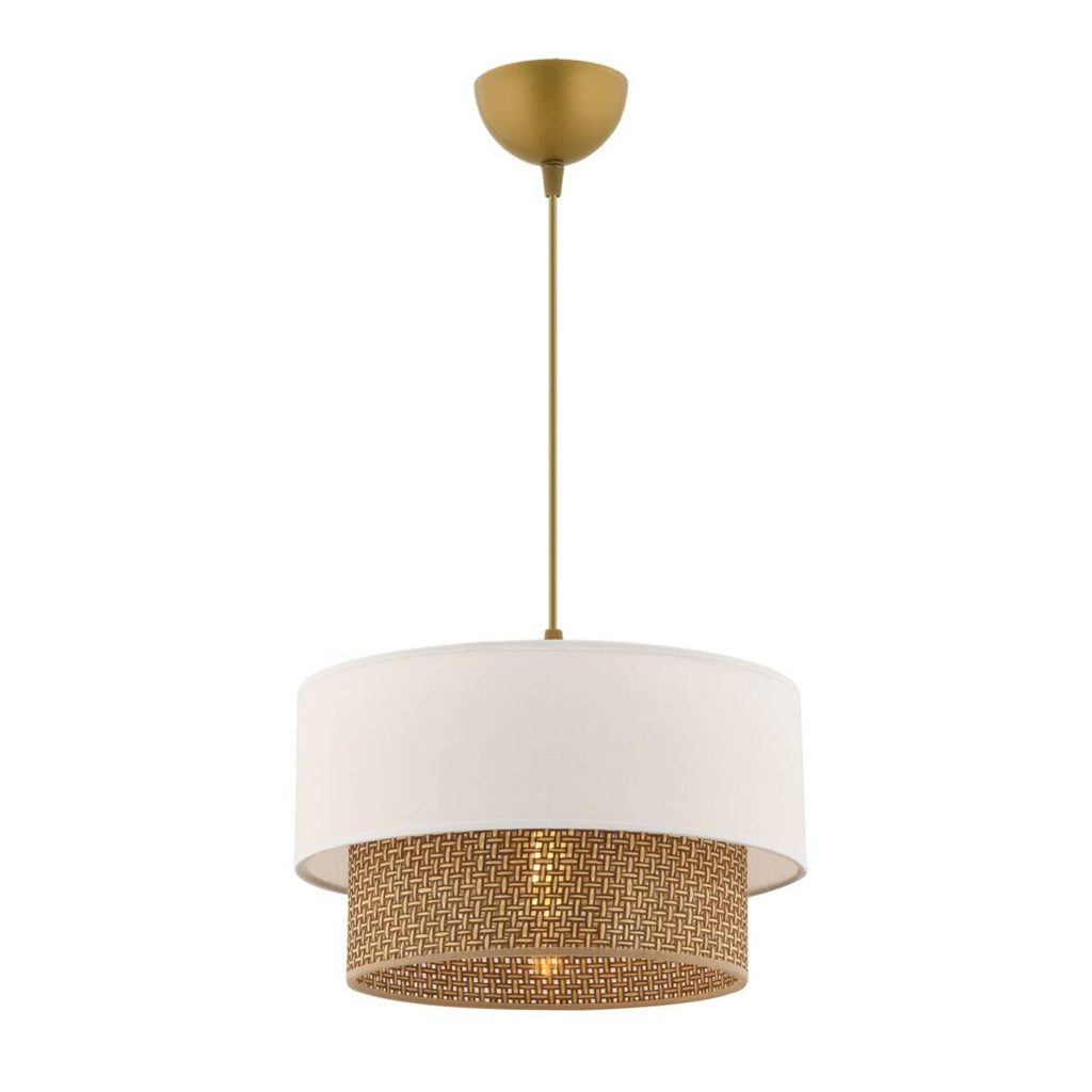 Opviq Pendelleuchte Echo
weiß beige Baumwolle B/H/T/L/D: ca. 30x65x30x30x30 cm E27 1 Brennstellen