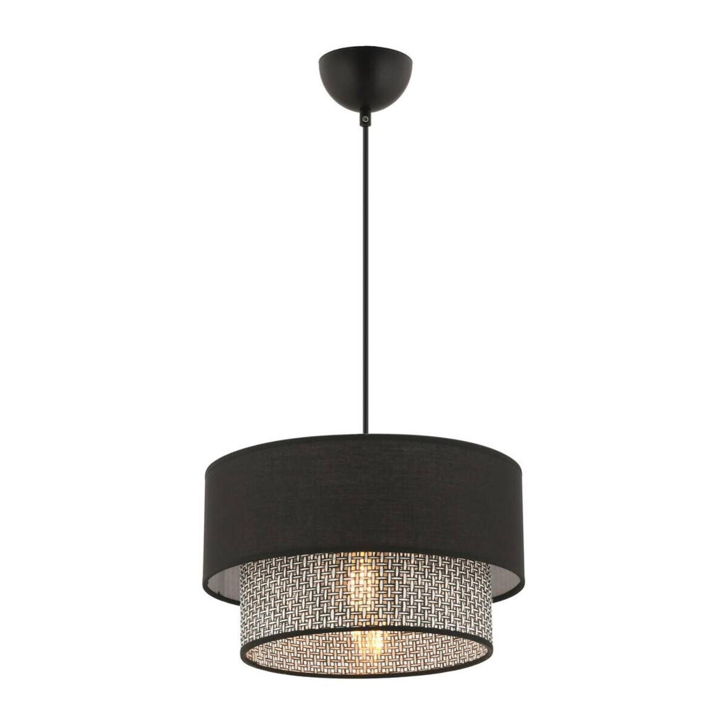 Opviq Pendelleuchte Echo grau Baumwolle B/H/T/L/D: ca. 30x65x30x30x30 cm E27 1 Brennstellen – verschiedene Farben