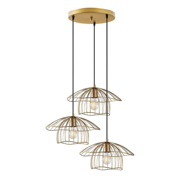Opviq Pendelleuchte Mantar
gold B/H/T/L/D: ca. 68x110x68x68x68 cm E27 3 Brennstellen
