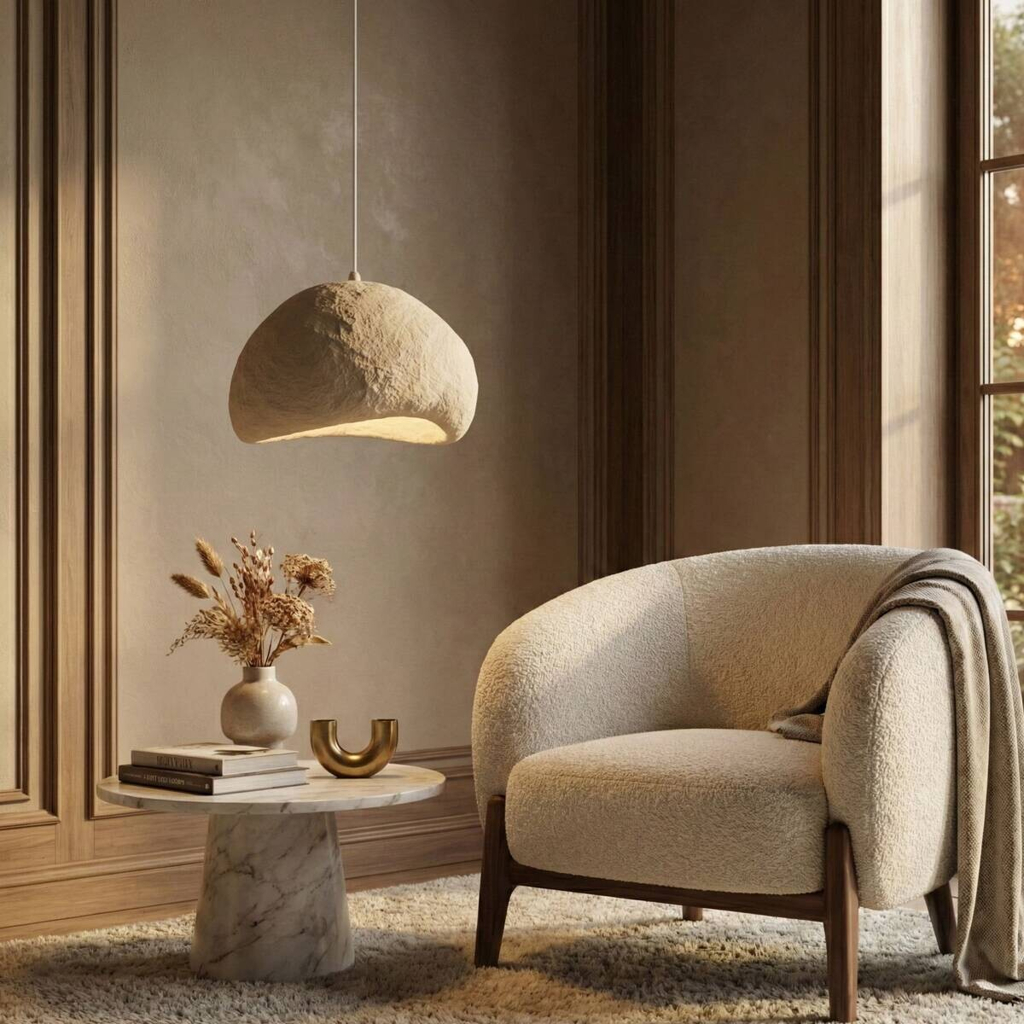Opviq Pendelleuchte
beige Metall Fiberglas B/T/L: ca. 50x44x50 cm E27 1 Brennstellen