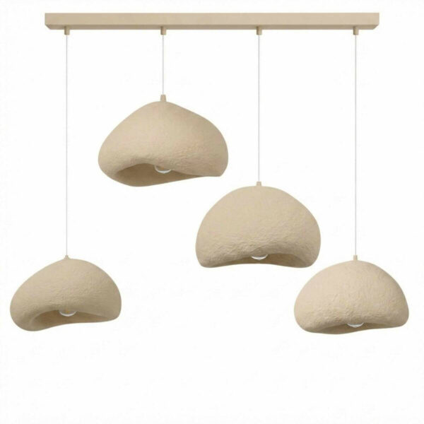 8684284265366 Opviq Pendelleuchte
beige Fiberglas Metall B/H/T/L: ca. 174x110x46x174 cm E27 4 Brennstellen
