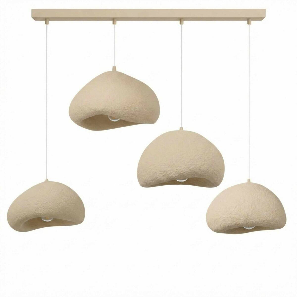 Opviq Pendelleuchte
beige Fiberglas Metall B/H/T/L: ca. 174x110x46x174 cm E27 4 Brennstellen