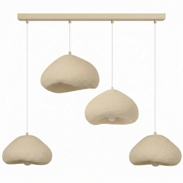 8684284265380 Opviq Pendelleuchte
beige Fiberglas Metall B/H/T/L: ca. 154x110x46x154 cm E27 4 Brennstellen