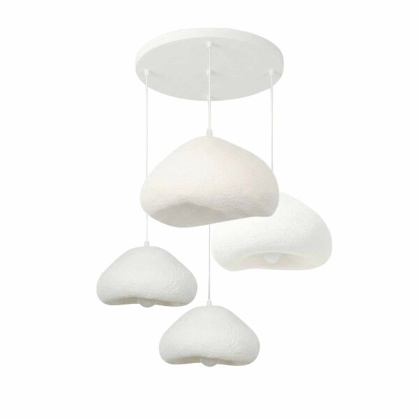 Opviq Pendelleuchte Metall Fiberglas B/H/T/L/D: ca. 90x110x90x90x90 cm E27 4 Brennstellen – verschiedene Farben