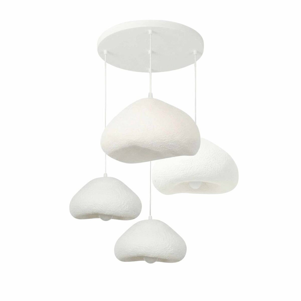 Opviq Pendelleuchte Metall Fiberglas B/H/T/L/D: ca. 90x110x90x90x90 cm E27 4 Brennstellen – verschiedene Farben
