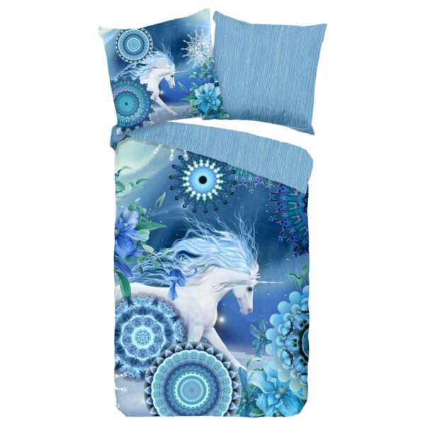 HIP Baumwoll Bettwäsche Lumi Flanell blau Baumwolle B/L: ca. 155x220 cm