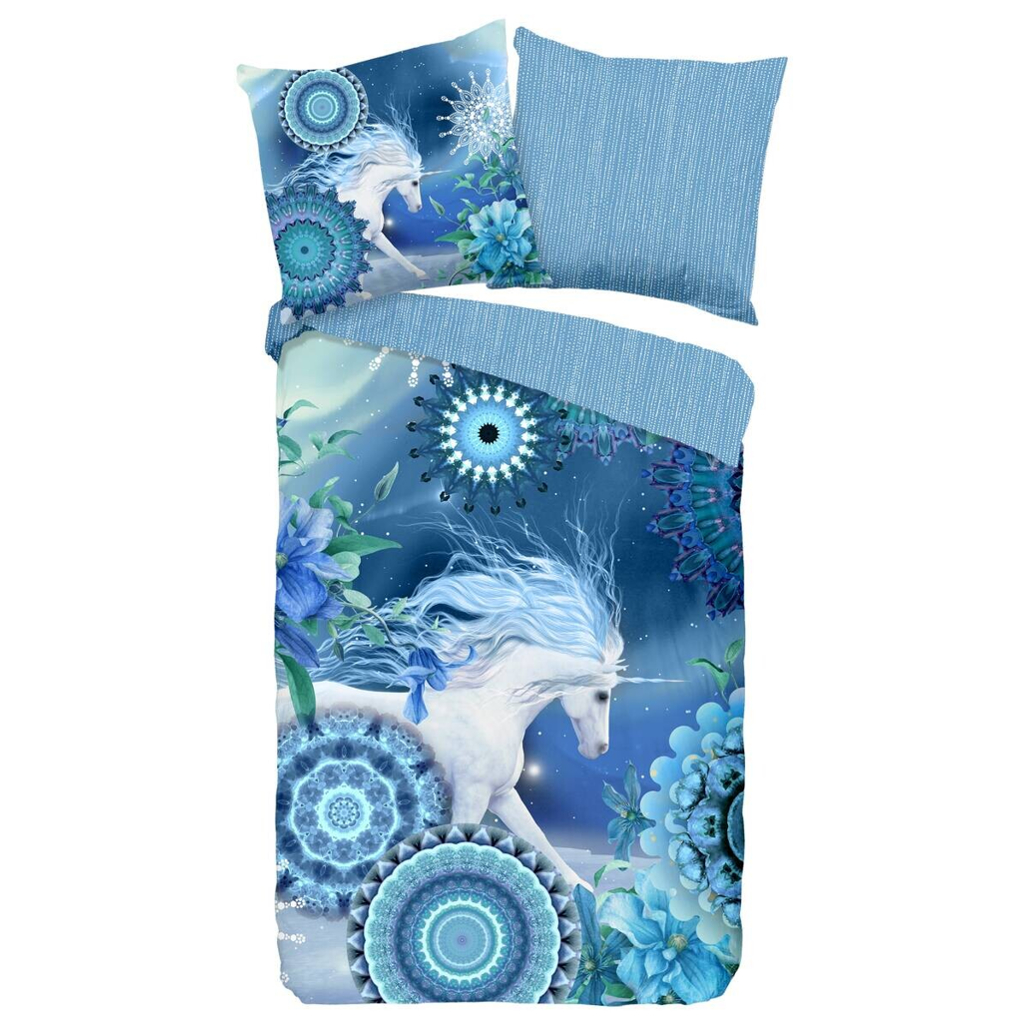 HIP Baumwoll Bettwäsche Lumi Flanell blau Baumwolle B/L: ca. 155x220 cm