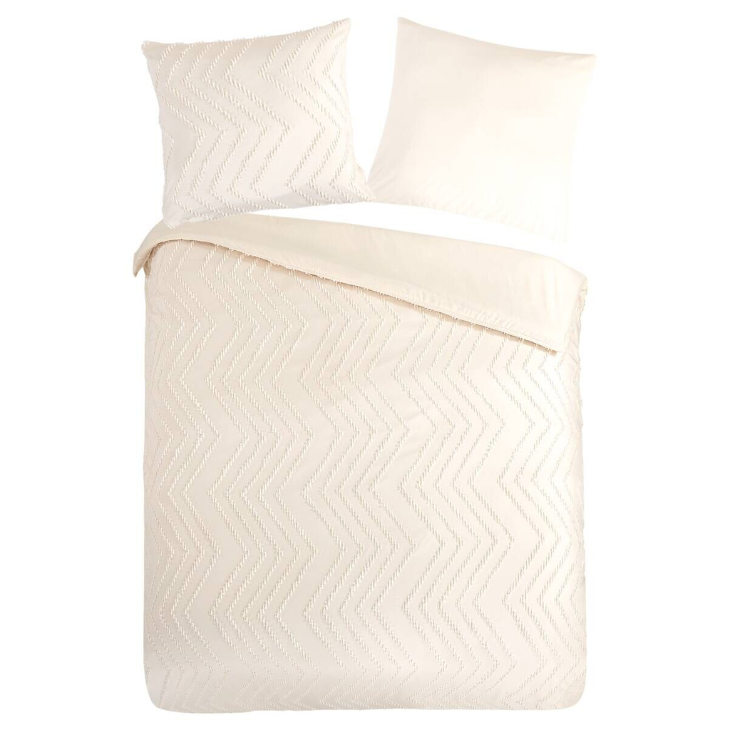 Pure Microfaser Bettwäsche Zigzag offwhite Polyester B/L: ca. 155x220 cm
