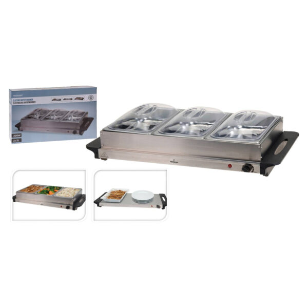 8718158102331 Elektrischer Buffet Wärmer EL7000010
silber Edelstahl B/H/T: ca. 64x36x15 cm