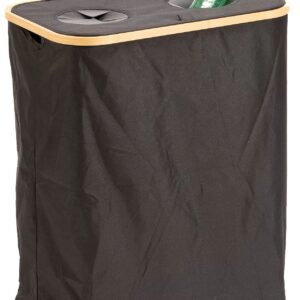 VOG Pfandflaschenbehälter 57 x 37, 5 x 67 cm, Bambusdeckel Pfandflaschenbehälter, rechteckig + 2x Tragetasche