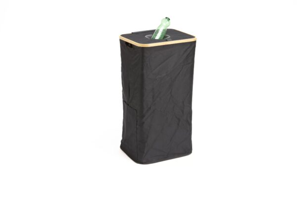 VOG Pfandflaschenbehälter 40, 5 x 33 x 73 cm, Bambusdeckel Pfandflaschenbehälter, rechteckig + Tragetasche