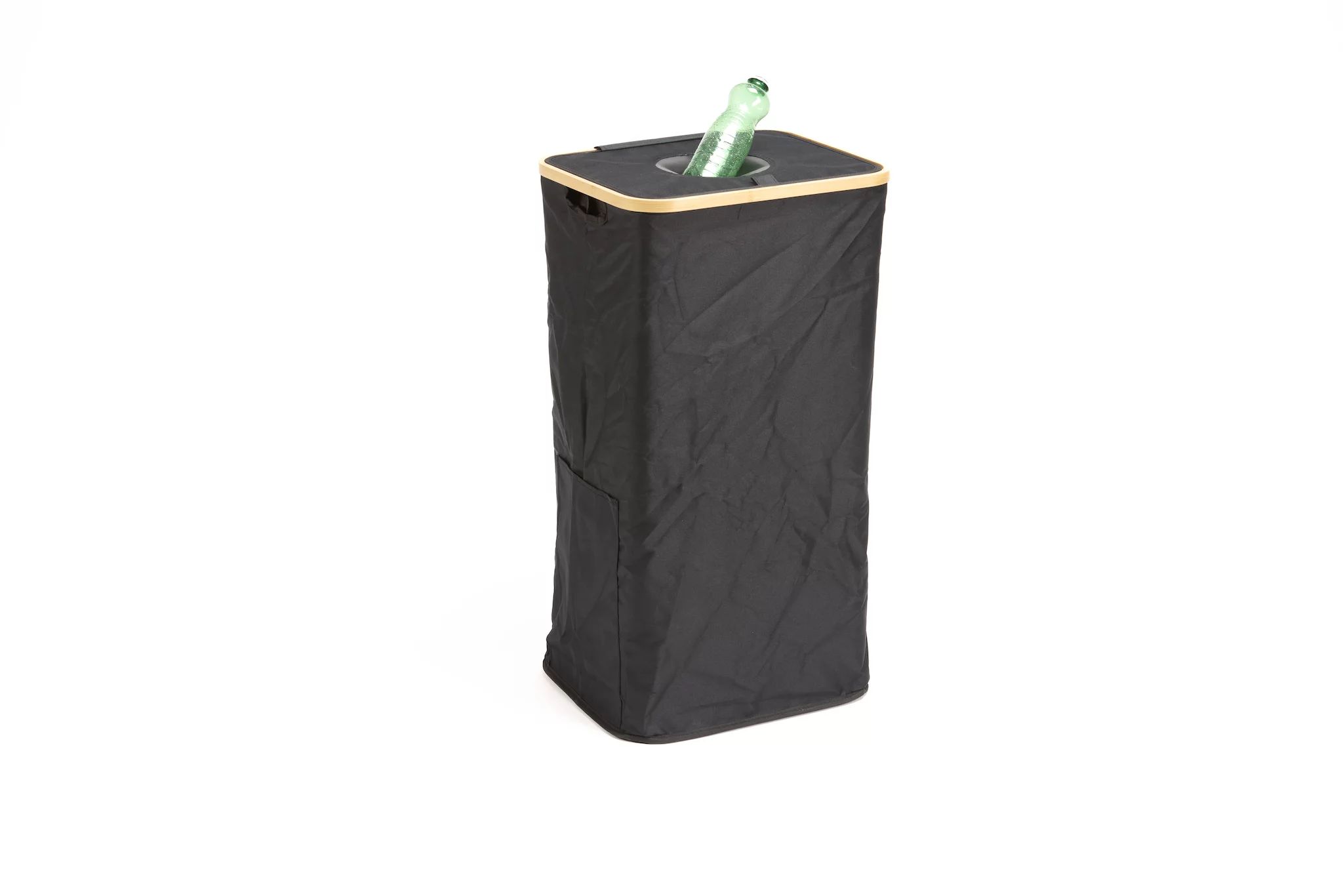 VOG Pfandflaschenbehälter 40, 5 x 33 x 73 cm, Bambusdeckel Pfandflaschenbehälter, rechteckig + Tragetasche