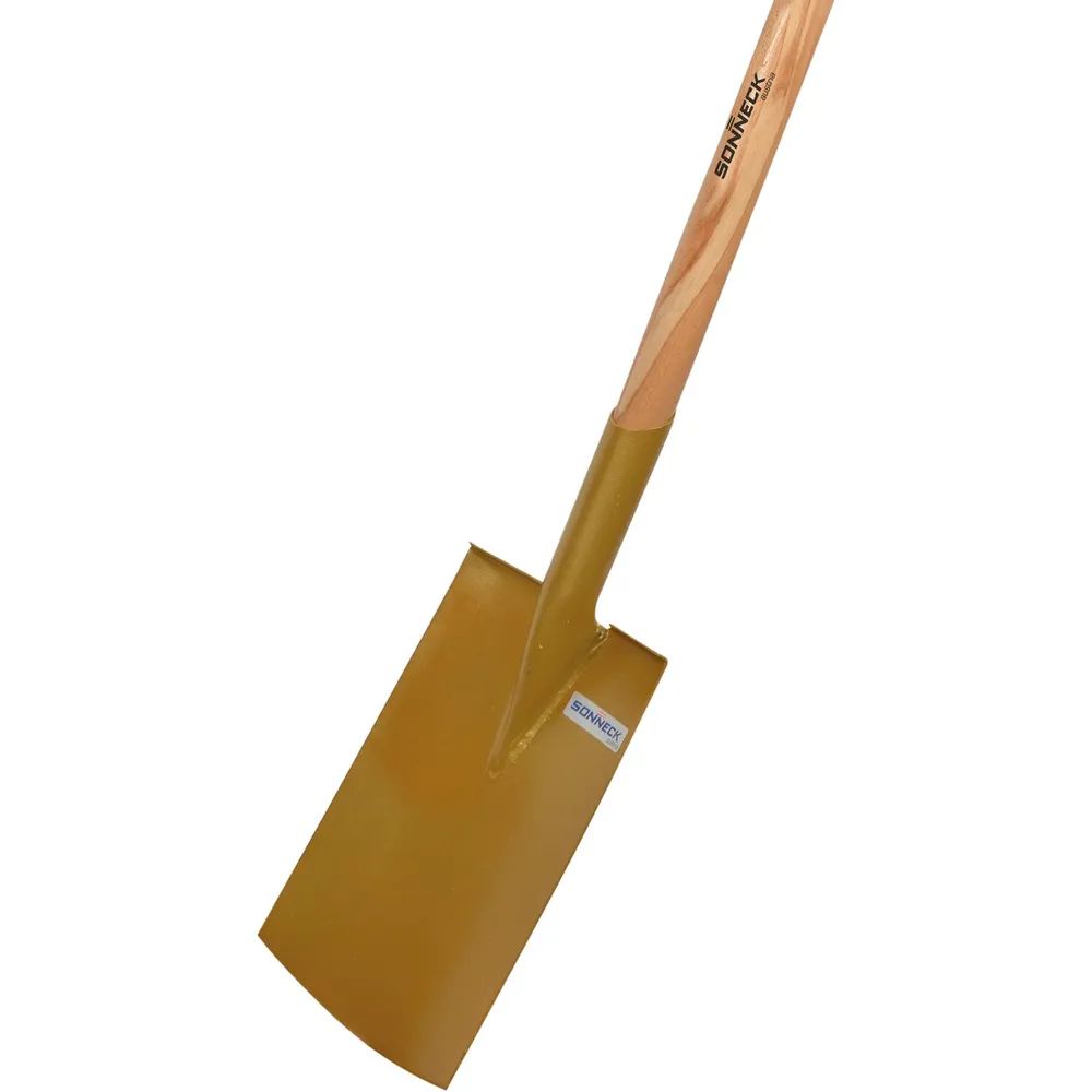 SONNECK Gartenspaten Gold mit Tritt und T – Stiel Größe 280 x 180 mm