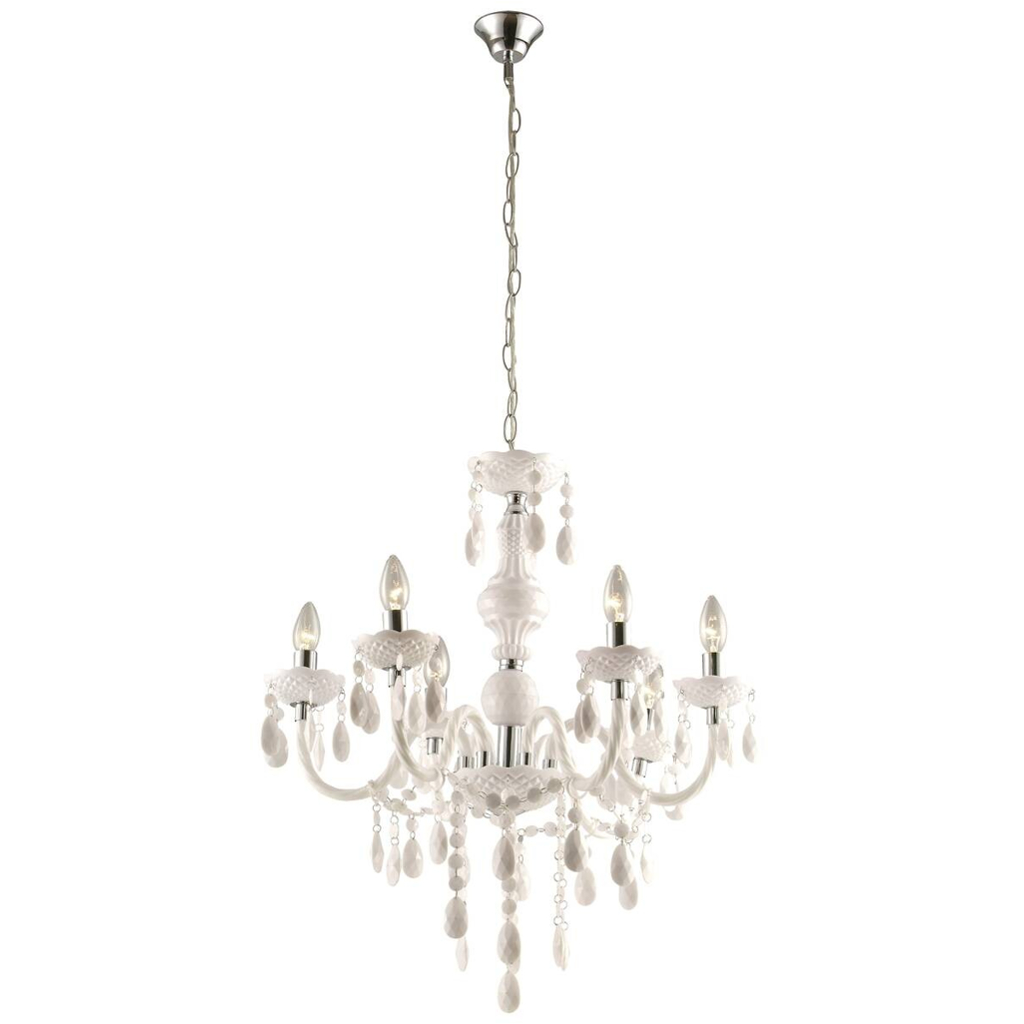 GLOBO Kronleuchter Cuimbra Acryl Metall H/D: ca. 166×67 cm E14 6 Brennstellen – verschiedene Farben