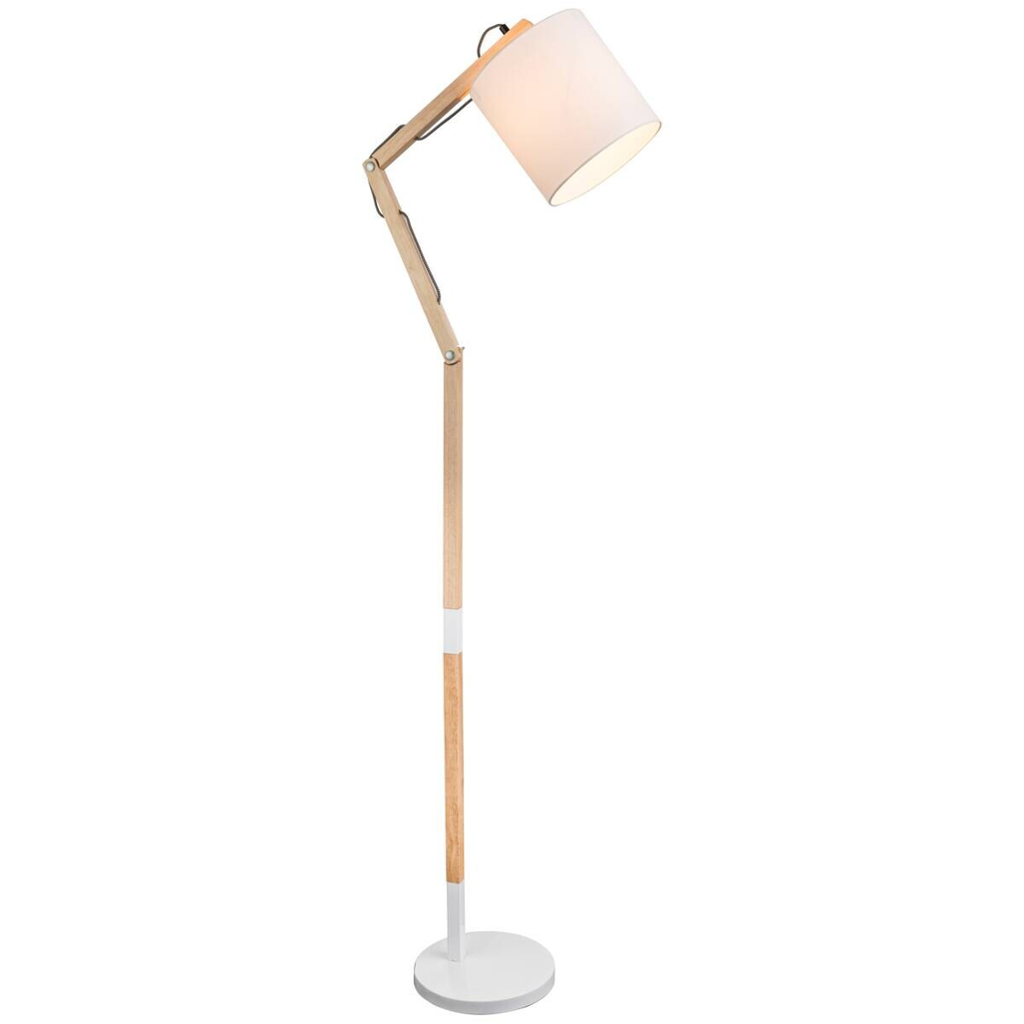 GLOBO Stehlampe Mattis
weiß Metall Holz B/H/L: ca. 25x172x75 cm E27 1 Brennstellen