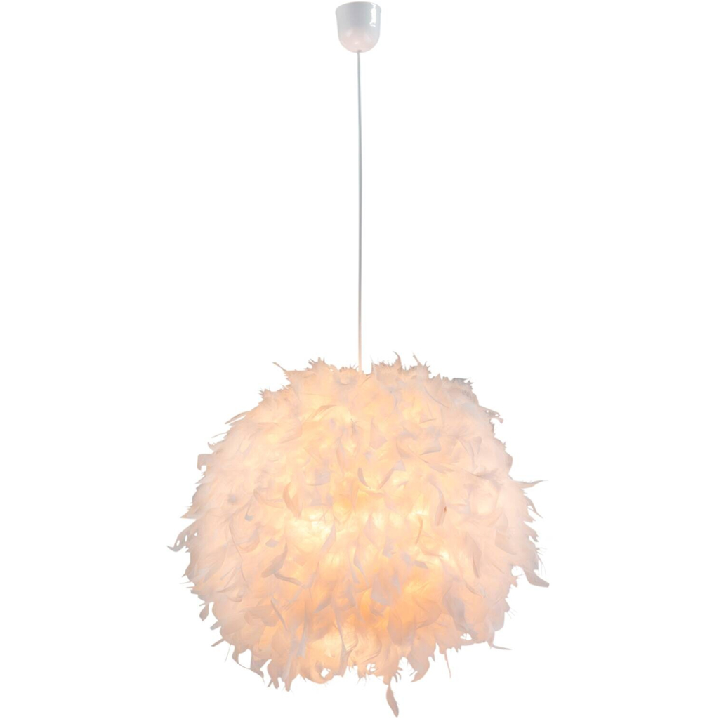 GLOBO Pendelleuchte
weiß Textil Kunststoff H/T: ca. 120×45 cm E27 1 Brennstellen