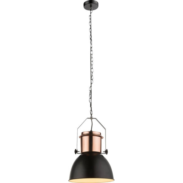 GLOBO Pendelleuchte 15282 Kupfer schwarz Metall H/D: ca. 120x27 cm E27 1 Brennstellen