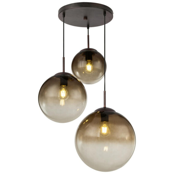 GLOBO Pendelleuchte Varus
braun amber Glas Metall H/D: ca. 120x51 cm E27 3 Brennstellen