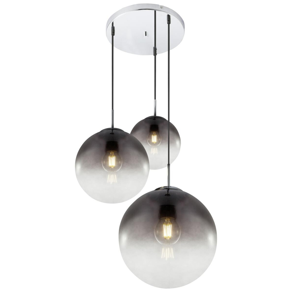 GLOBO Pendelleuchte Varus
Chrom Rauchglas H/D: ca. 120×51 cm E27 3 Brennstellen