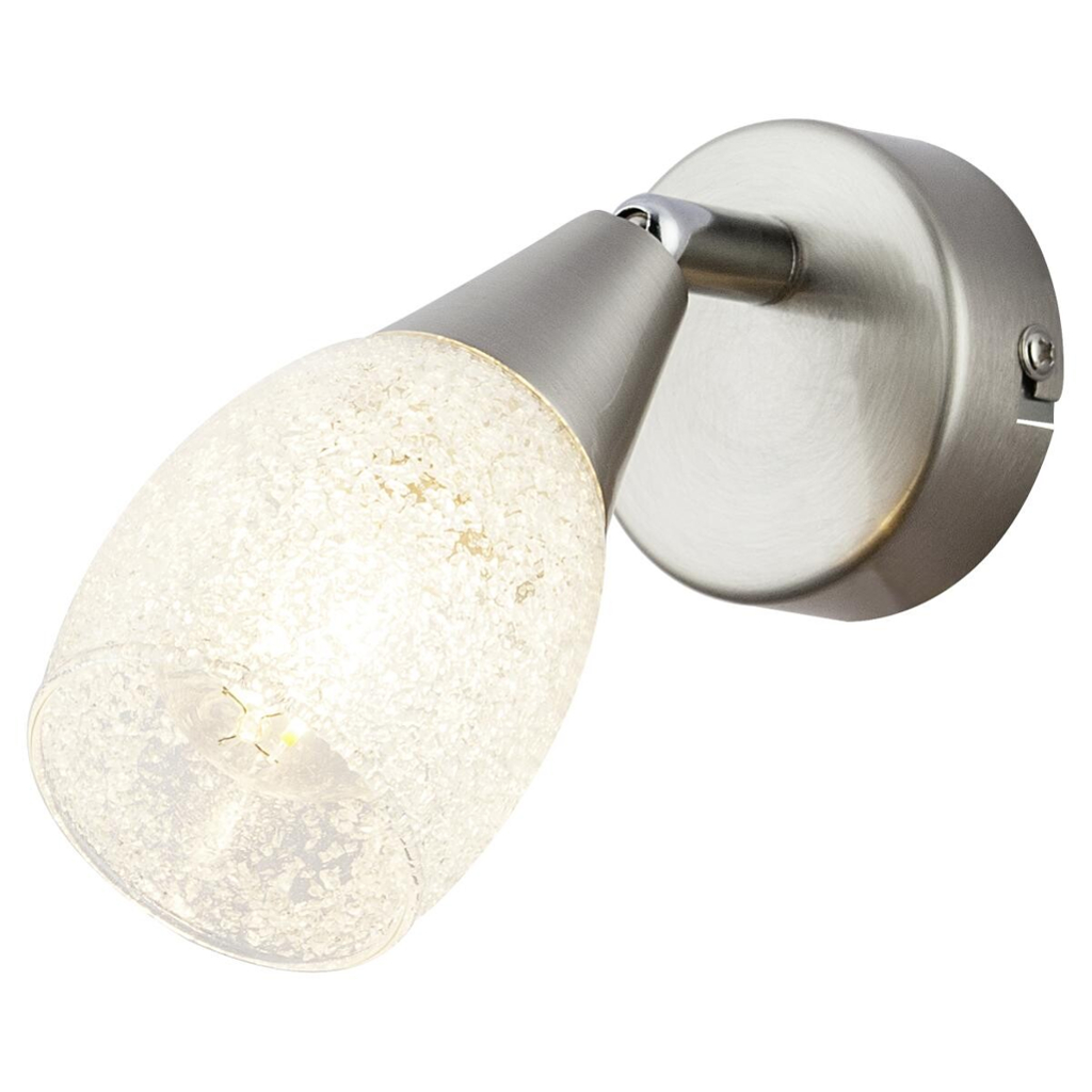 GLOBO Spot Franziska nickel matt klar Glas Metall Acryl B/L: ca. 7x14 cm 1 Brennstellen