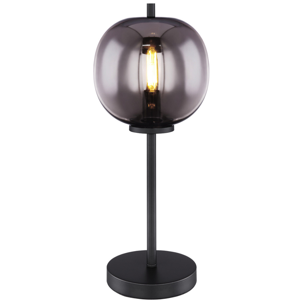 GLOBO Tischleuchte Blacky
schwarz Glas Metall H/D: ca. 45×18,5 cm E27 1 Brennstellen