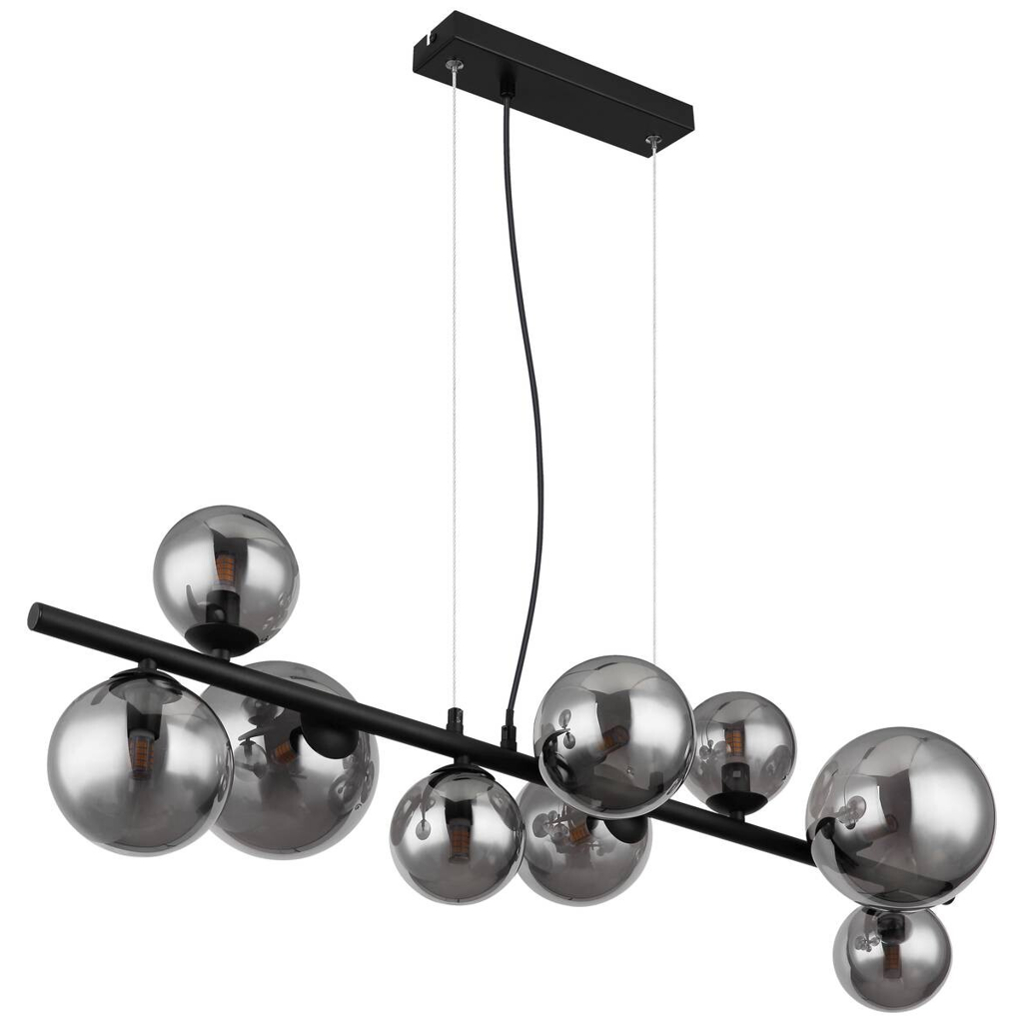 GLOBO Pendelleuchte 56133-9H Riha
schwarz Metall Rauchglas B/H/L: ca. 34,5x120x87 cm 9 Brennstellen