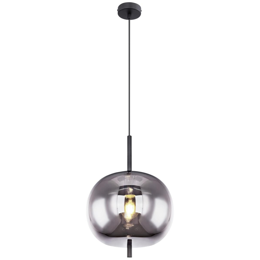 GLOBO Pendelleuchte Blacky
schwarz Metall Rauchglas H/D: ca. 120×30 cm E27 1 Brennstellen