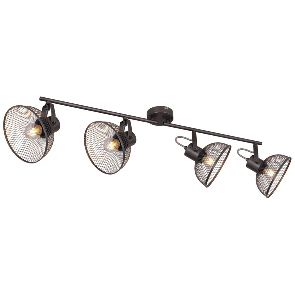 GLOBO Spotbalken Moniga Chrom dunkelgrau Metall B/H/T: ca. 93,6x20,8x16 cm E27 4 Brennstellen