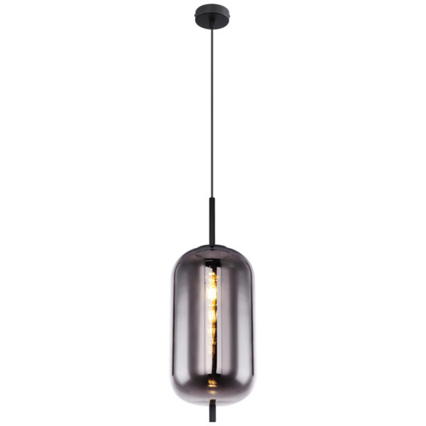 9007371392834 GLOBO Pendelleuchte Blacky
schwarz Rauch Metall Glas H/D: ca. 120x22 cm E27 1 Brennstellen