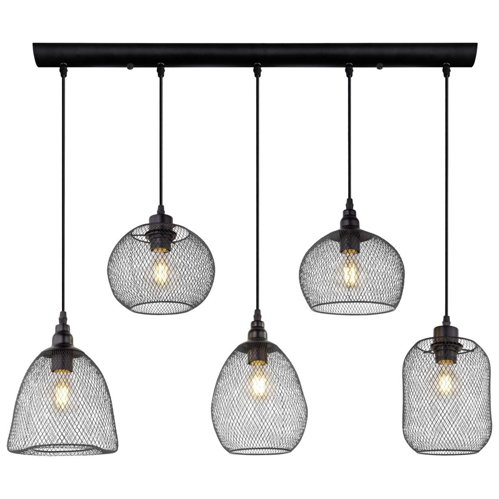 GLOBO Pendelleuchte Anya
schwarz Metall B/H/T: ca. 89x120x20 cm E27 5 Brennstellen