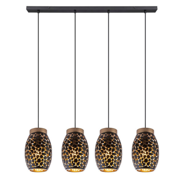 GLOBO Pendelleuchte Narri
schwarz gold Metall B/H/L: ca. 15x120x90 cm E27 4 Brennstellen
