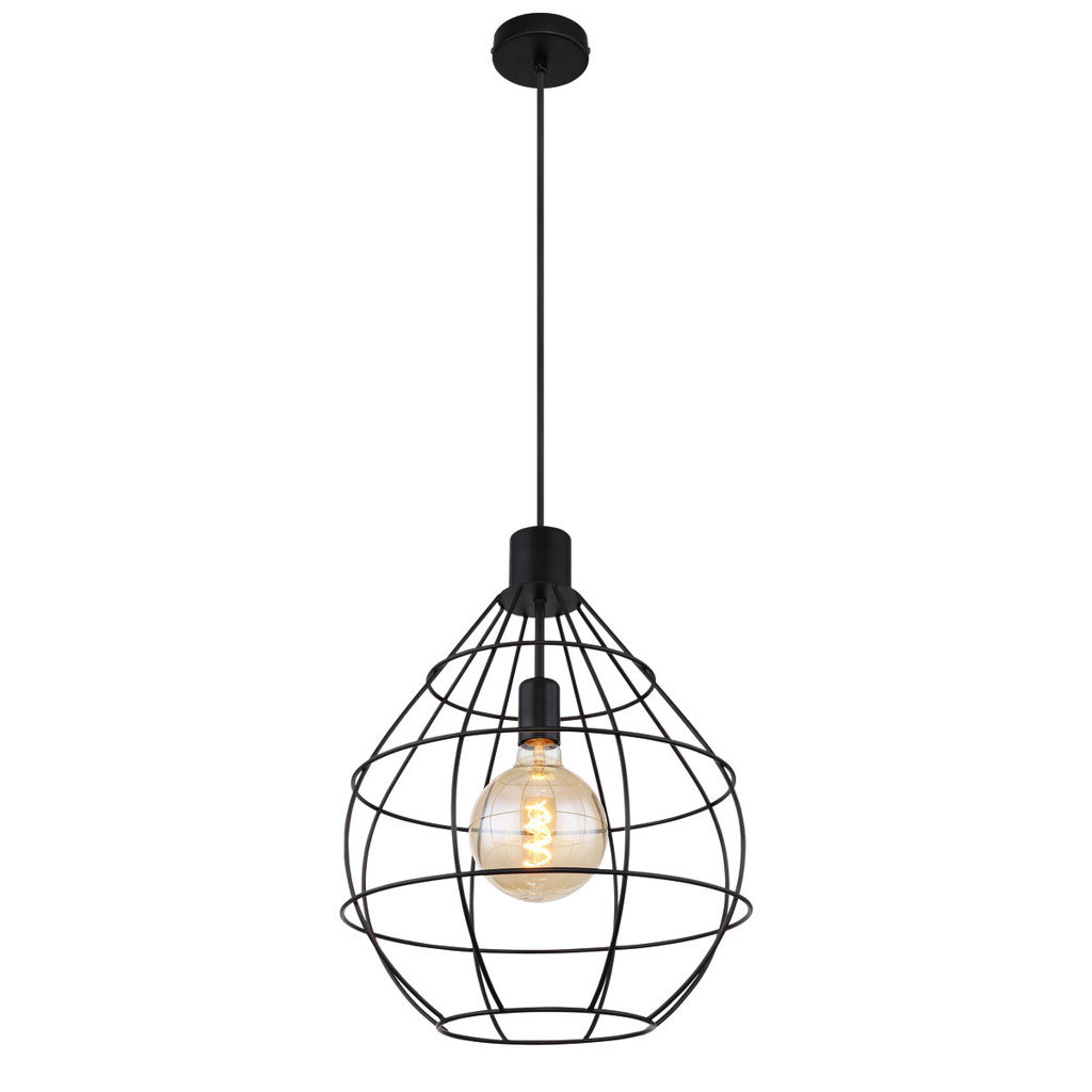 GLOBO Pendelleuchte Edwin
schwarz Metall H/D: ca. 120×37 cm E27 1 Brennstellen