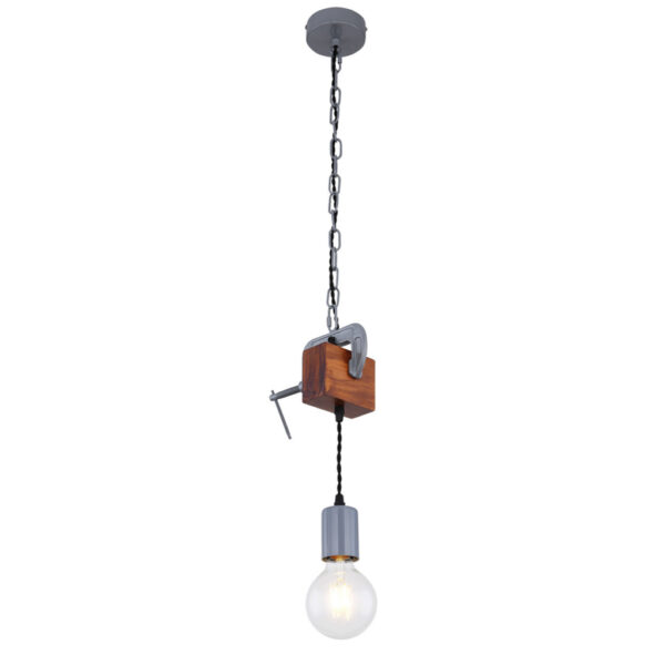 9007371407880 GLOBO Pendelleuchte 15432H Ludi
verzinkt Metall Holz B/H/T: ca. 14x120x10 cm E27 1 Brennstellen