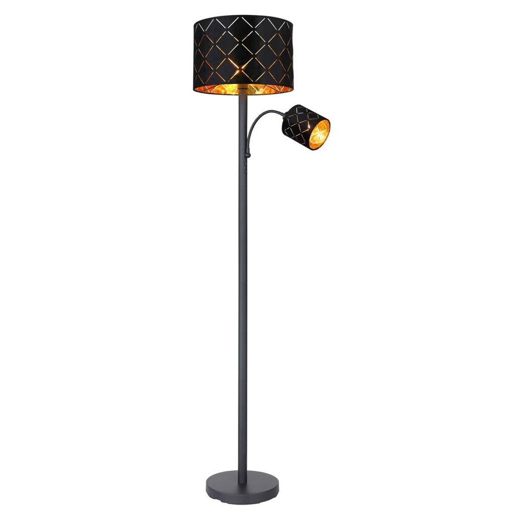 GLOBO Stehlampe Sunnas
schwarz Metall H/D: ca. 162×35 cm E27 2 Brennstellen