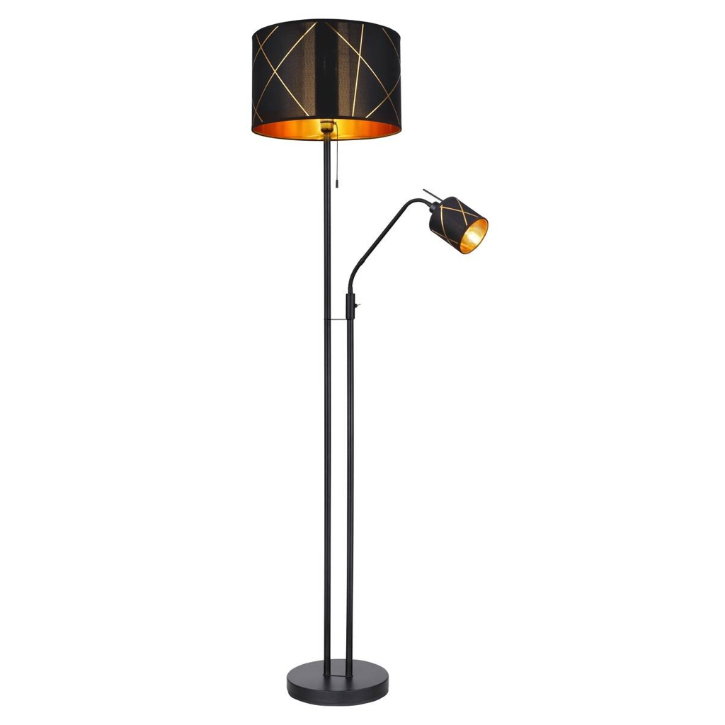 GLOBO Stehlampe Bemmo
schwarz gold Metall Acryl Textil H/D: ca. 175×40 cm