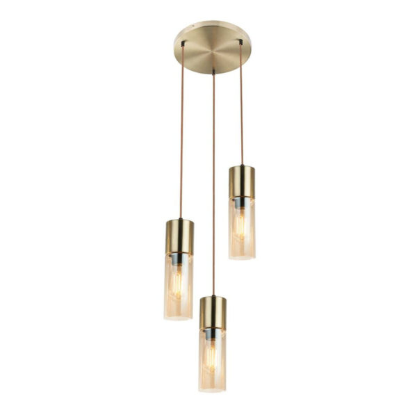 9007371409686 GLOBO Pendelleuchte
messing amber Metall Glas H/D: ca. 150x30 cm E27 3 Brennstellen