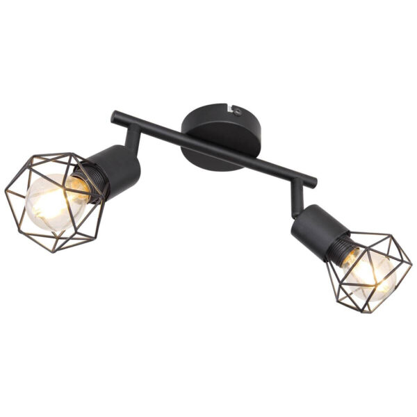 GLOBO Spotbalken 54802S-2 schwarz Metall B/H/L: ca. 8x14x22 cm E14 2 Brennstellen