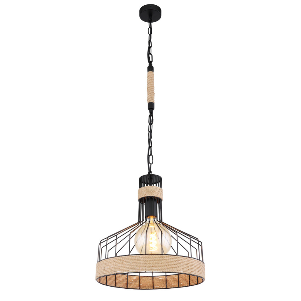 GLOBO Pendelleuchte Halia
schwarz Metall H/D: ca. 135×35 cm E27 1 Brennstellen