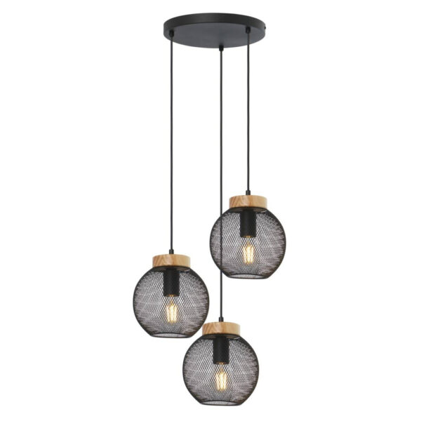 GLOBO Pendelleuchte Pablo
schwarz natur Metall Holz H/D: ca. 120x44 cm E27 3 Brennstellen